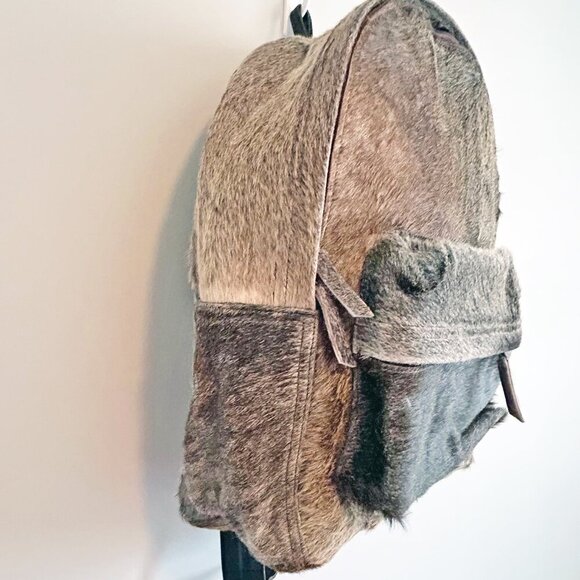 Genuine Natural Cowhide on Leather Unisex Backpack - Picture 3 of 11